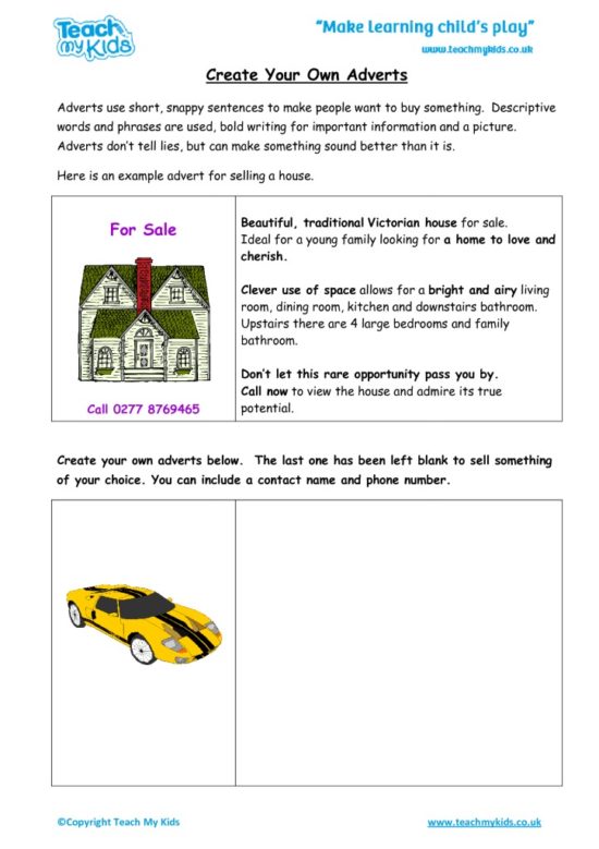 Worksheets for kids - how-to-write-an-advert
